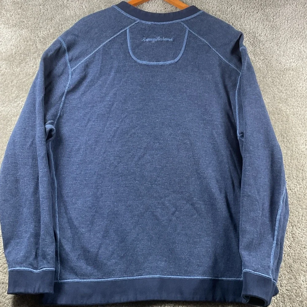 Tommy Bahama Pullover Men X Large( see measurements)Blue Split Neck Marlin Logo